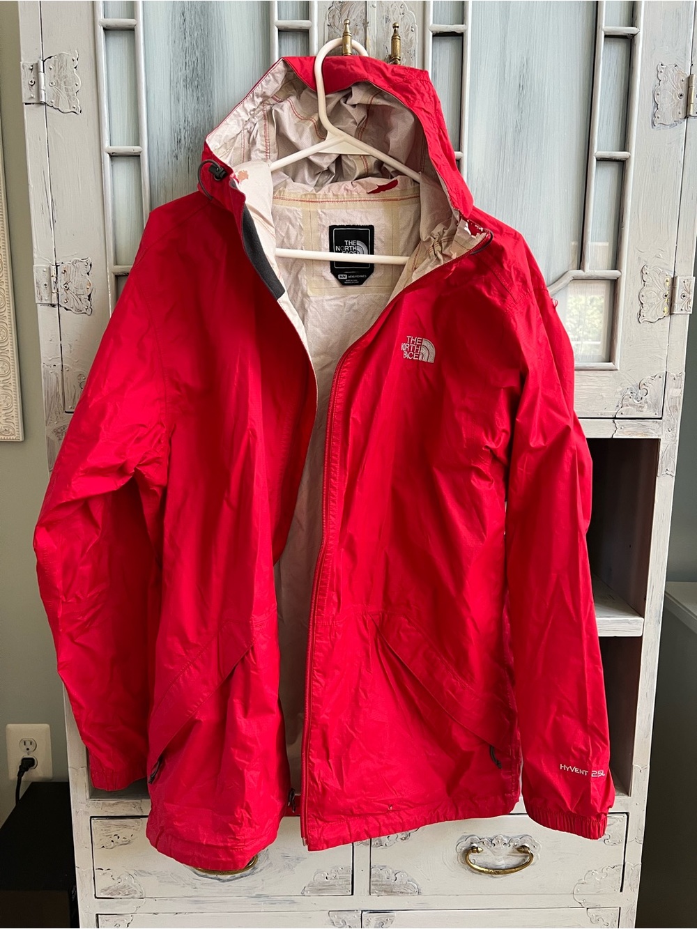 The North Face Red Hooded Rain Jacket medium